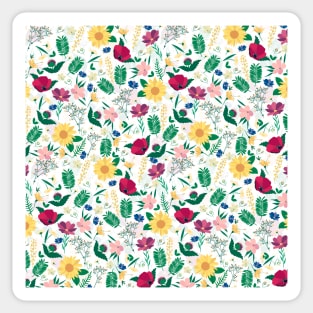 Pretty Colorful Wild Floral White Design Sticker